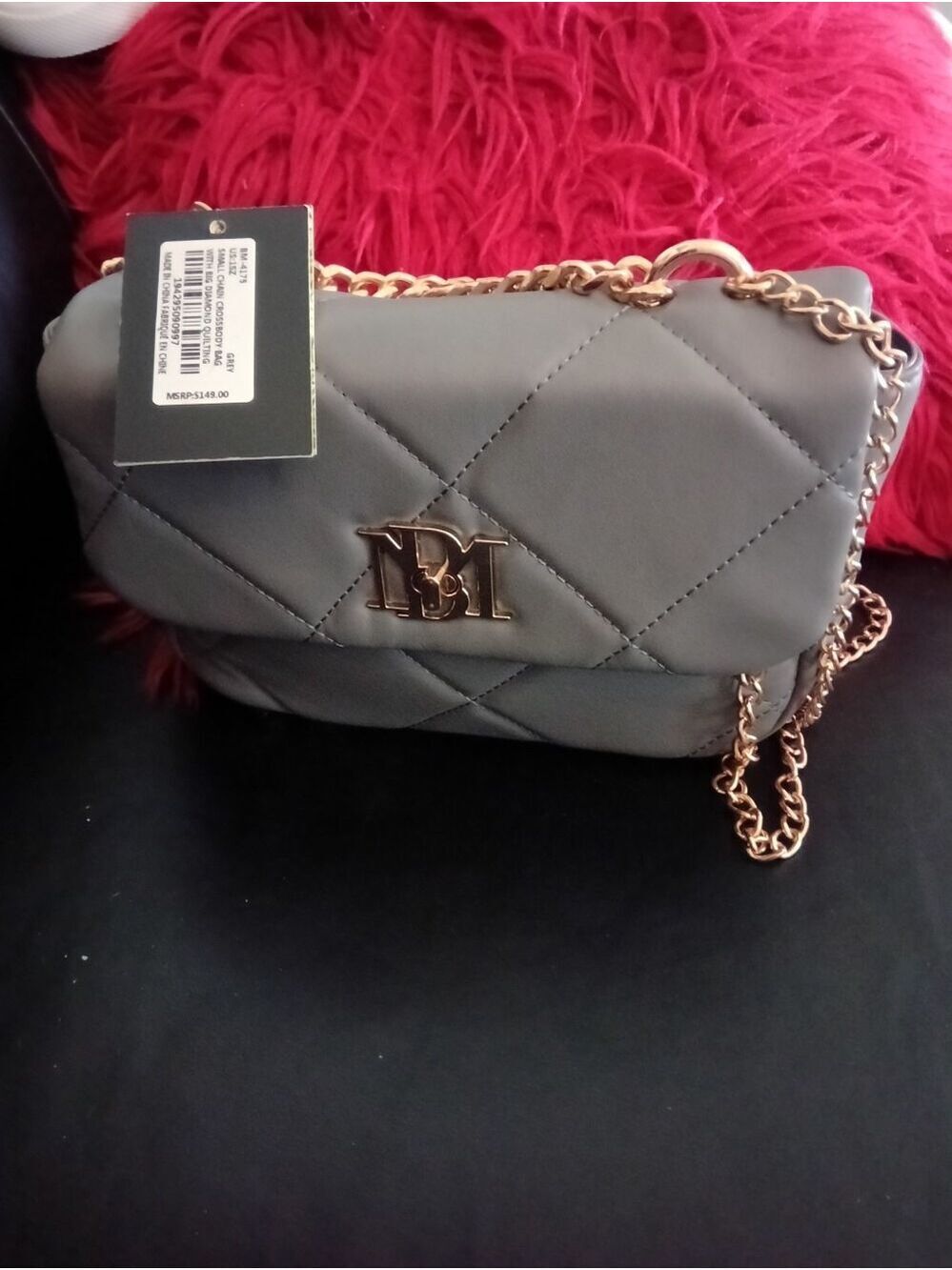NWT Badgley Mischka Soft Gray Pleated Clutch Crossbody Bag